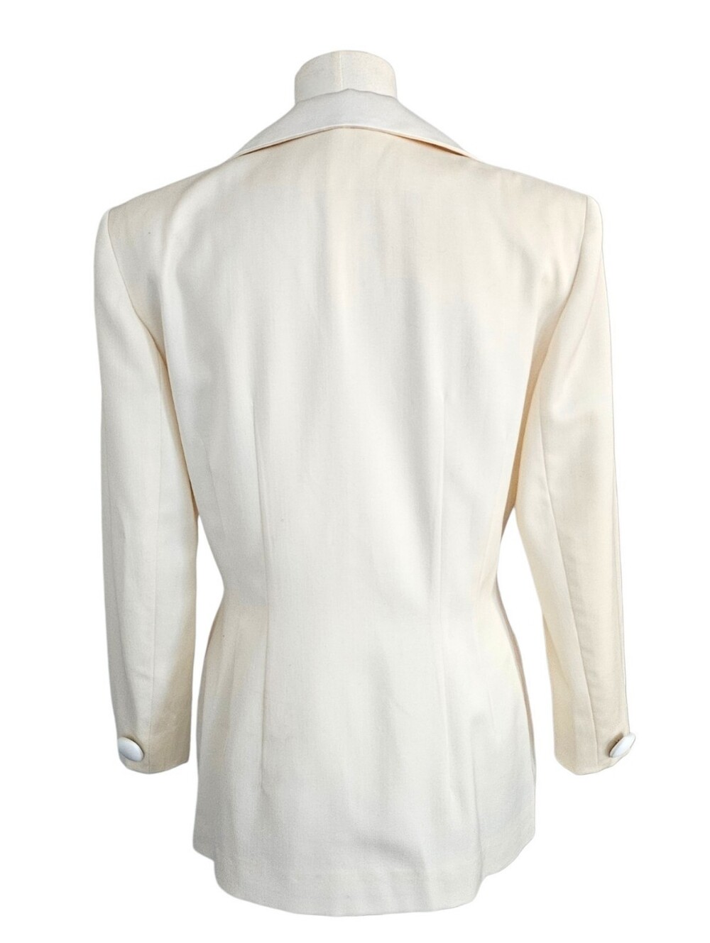 Christian Dior Ivory Double Breasted Blazer Silk Wool Vintage USA Size 10 - Picture 4 of 13